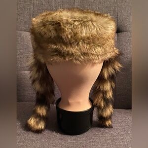 Faux Fur Trapper Hat with Two Tails!